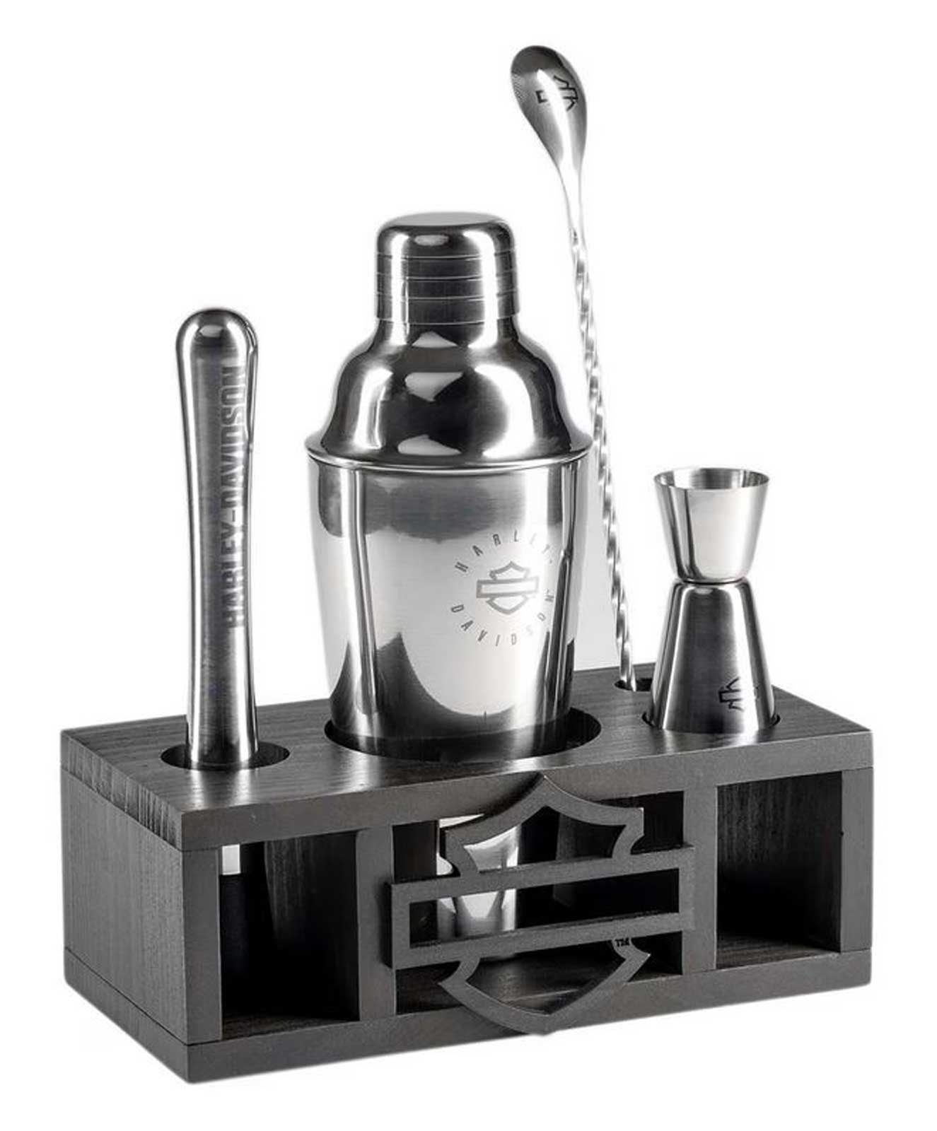 Harley-Davidson Open Bar & Shield Cocktail Tool Set, Stainless Steel Tools - Wisconsin Harley-Davidson