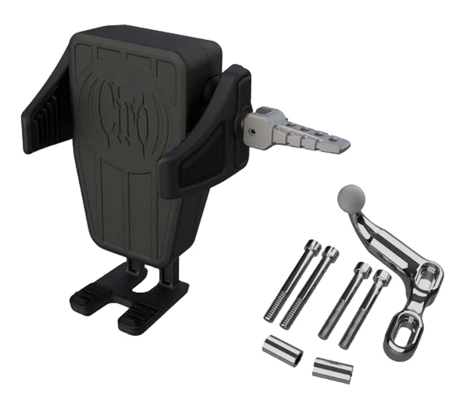 Ciro Gen 2 Cybercharger Phone Holder w/ Offset Perch Mount, Universal Phone Fit - Wisconsin Harley-Davidson