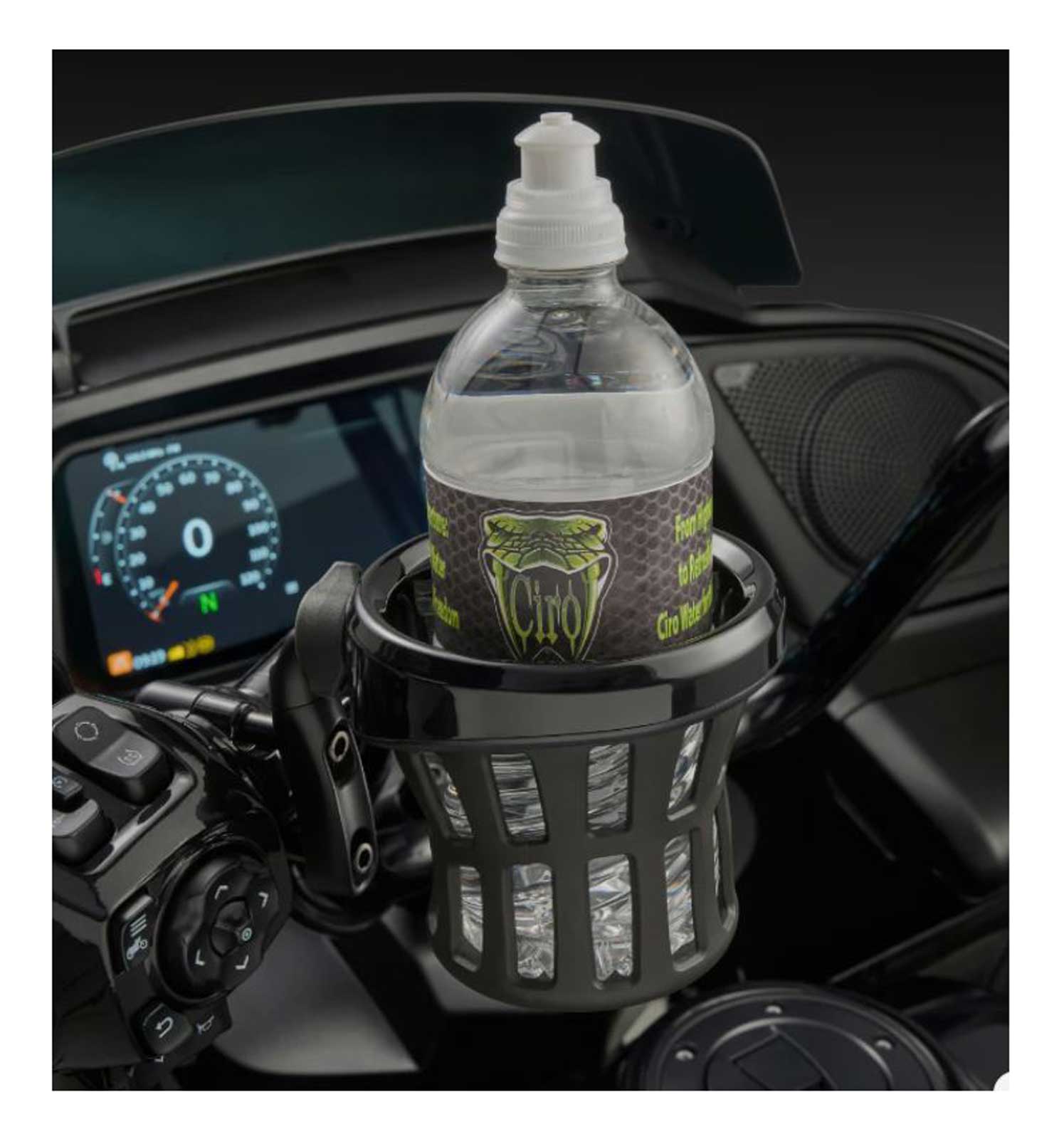 Ciro Gen 2 Motorcycle Drink Holder w/ Perch Mount, Soft Durable Rubber - Largest Selection of Harley-Davidson Products