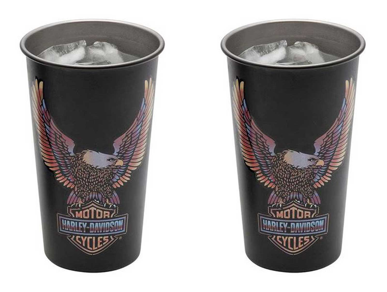 Harley-Davidson® Vivid Bar & Shield Eagle Metal Cup Set, Stainless