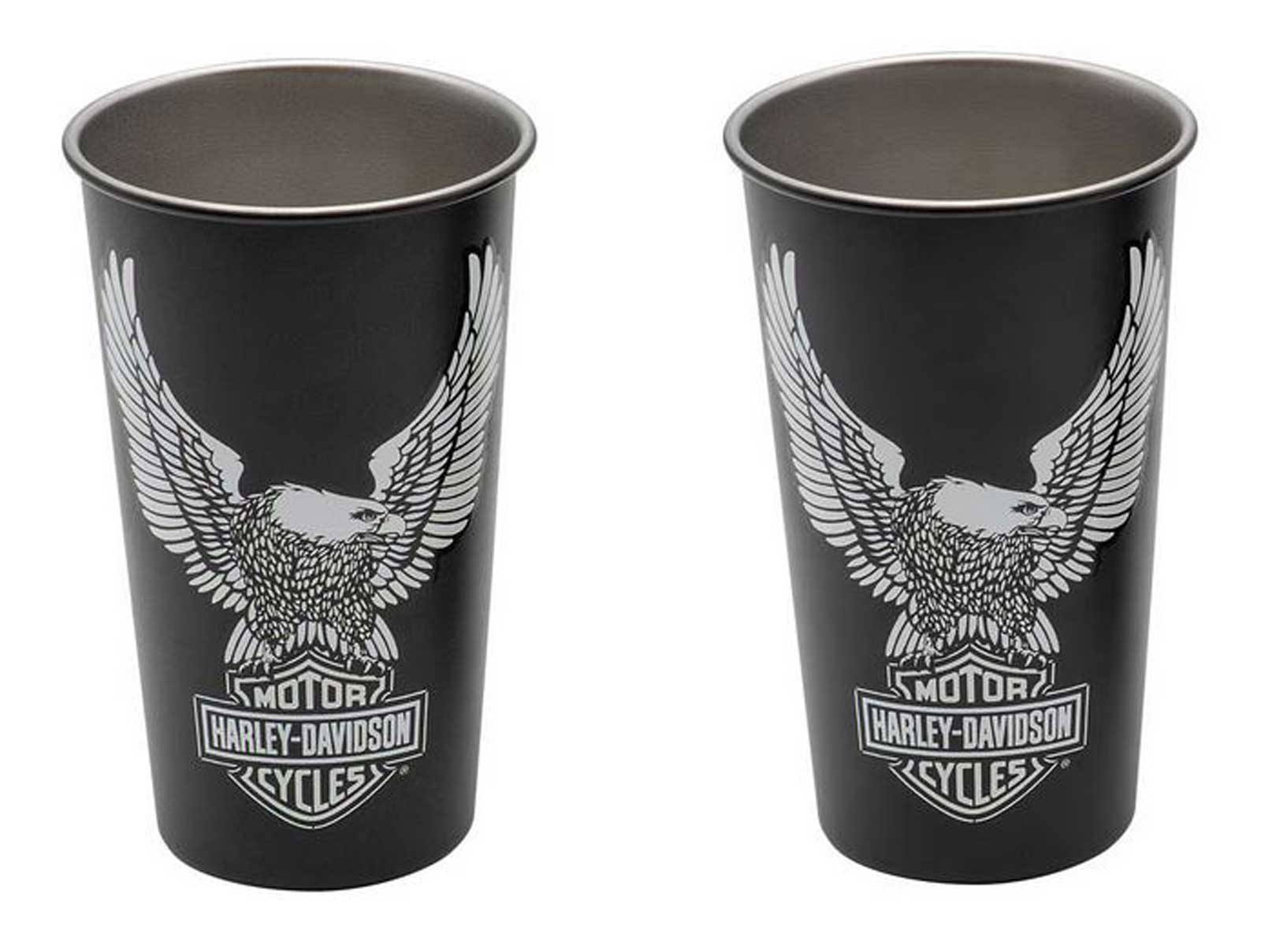 Harley-Davidson® Vivid Bar & Shield Eagle Metal Cup Set, Stainless