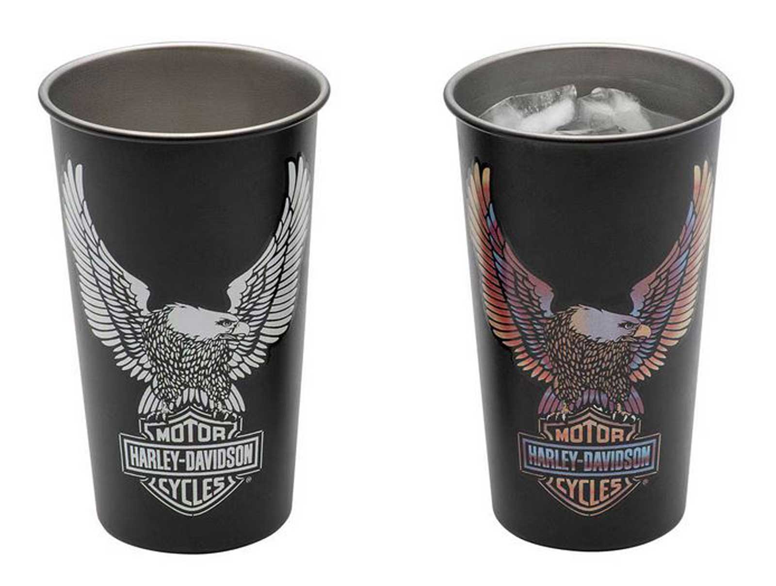 Harley-Davidson Vivid Bar & Shield Eagle Metal Cup Set, Stainless Steel - Black - No Hassle Returns at Wisconsin Harley
