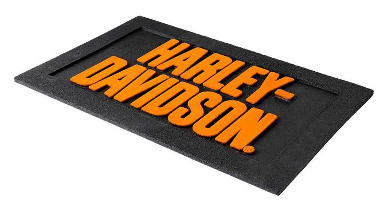 Harley-Davidson Free Shipping - Harley-Davidson Durable Rubber Entry Mat, Non-Slip w/ Flocked Orange Logo- Black - Free Shipping on many products plus Orders Over $99