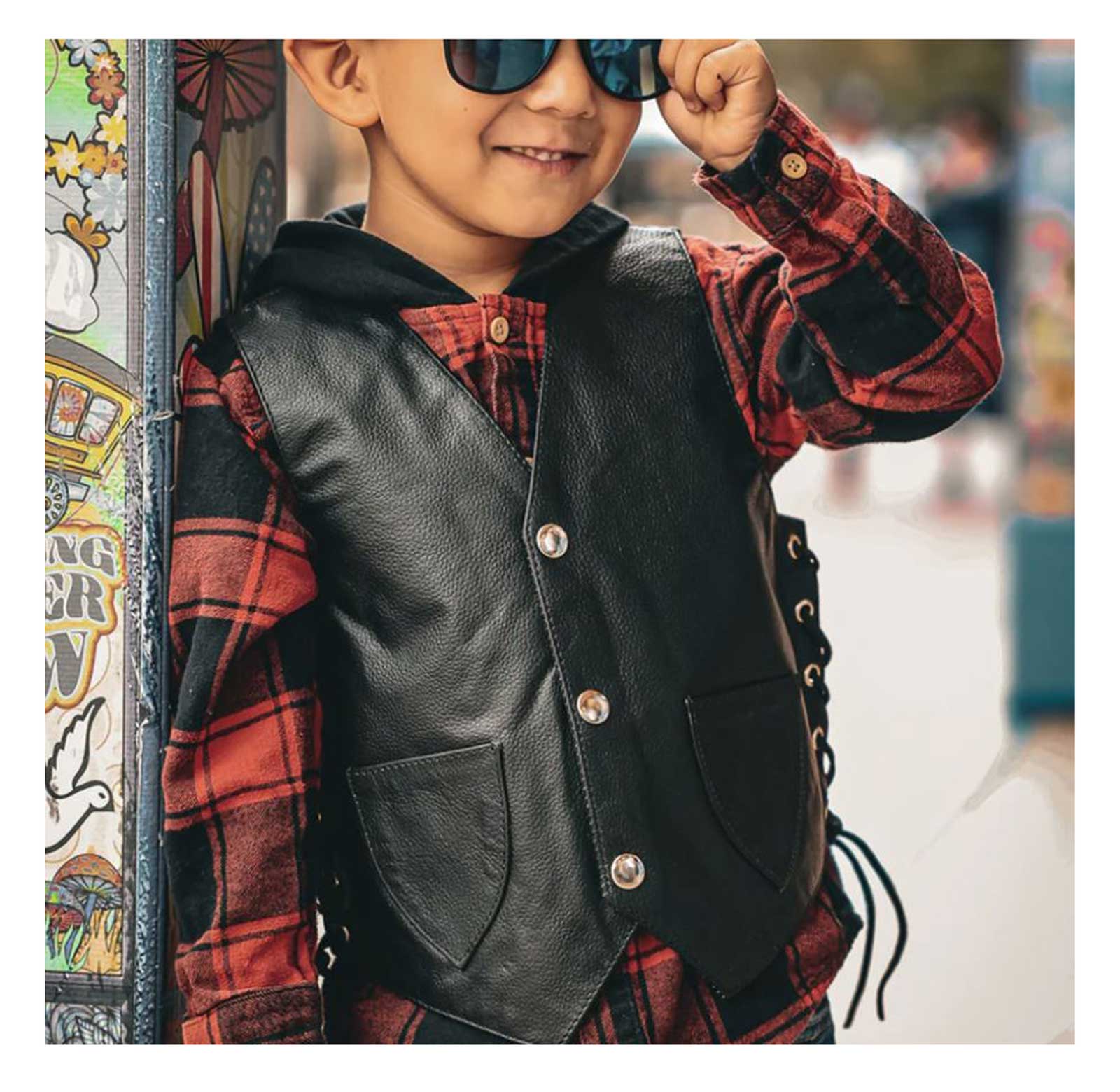 Harley-Davidson Free Shipping - Derringer Kids Motorcycle Biker Toddler Leather Vest w/ Adjustable Straps, Black - Free Shipping on many products plus Orders Over $99
