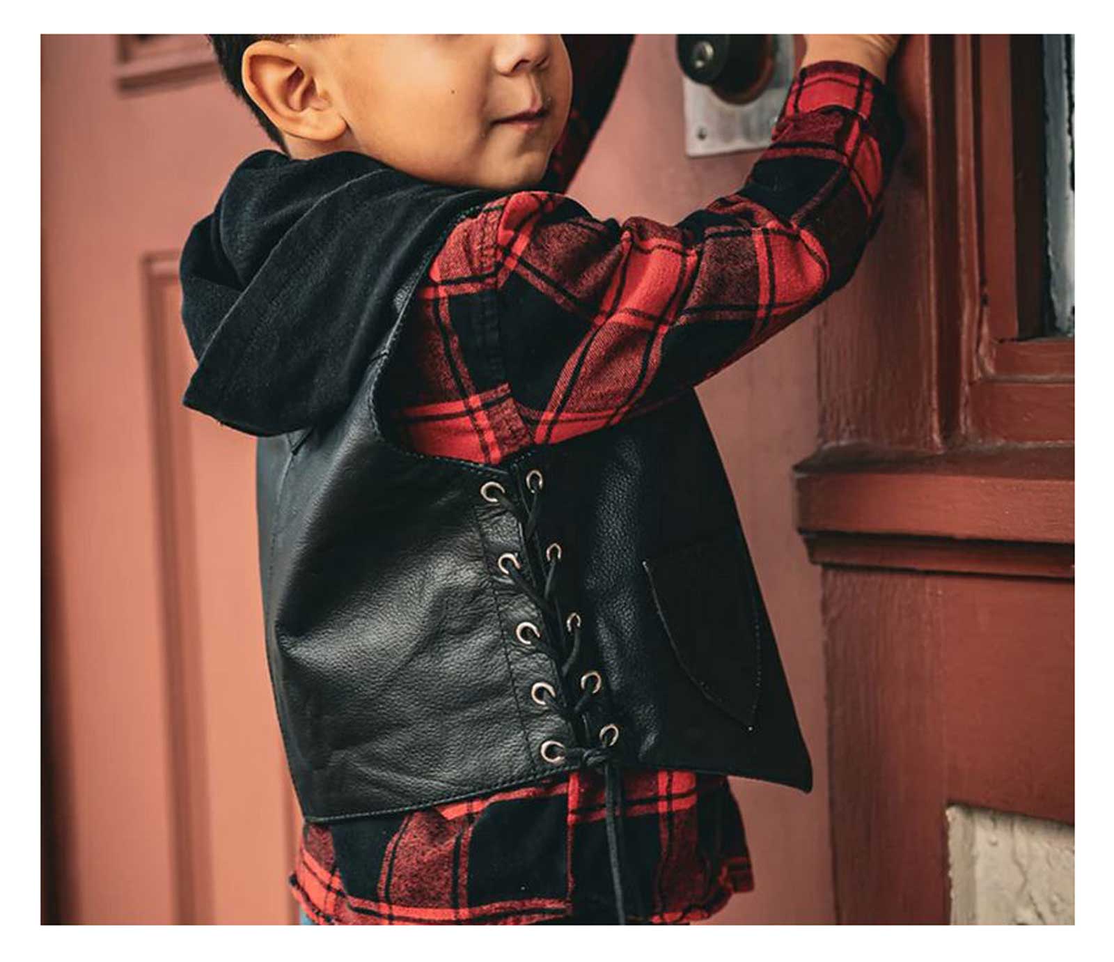 Harley-Davidson Free Shipping - Derringer Boys Biker Premium Kids Leather Vest w/ Adjustable Straps, Black - Free Shipping on many products plus Orders Over $99