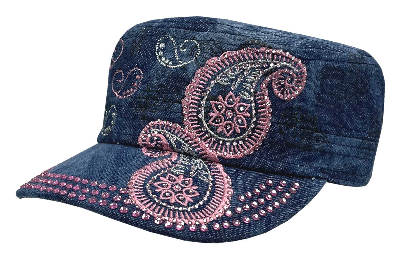 That's A Wrap Women's Bling & Embroidered Pink Paisley Denim Cadet Cap CC2611-SD - Wisconsin Harley-Davidson