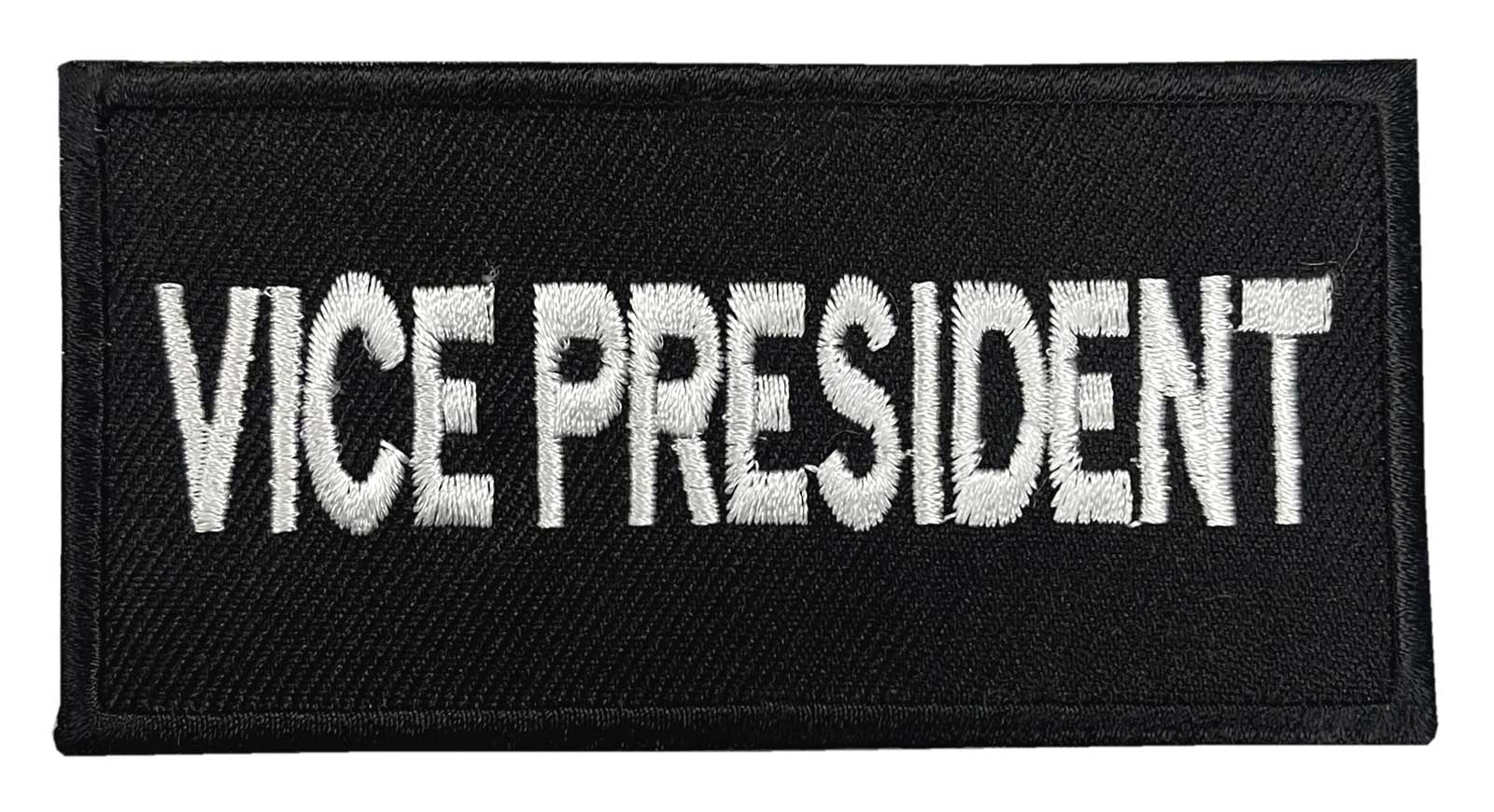Derringer Vice President Bold Text Embroidered Patch, Black/White - Wisconsin Harley-Davidson