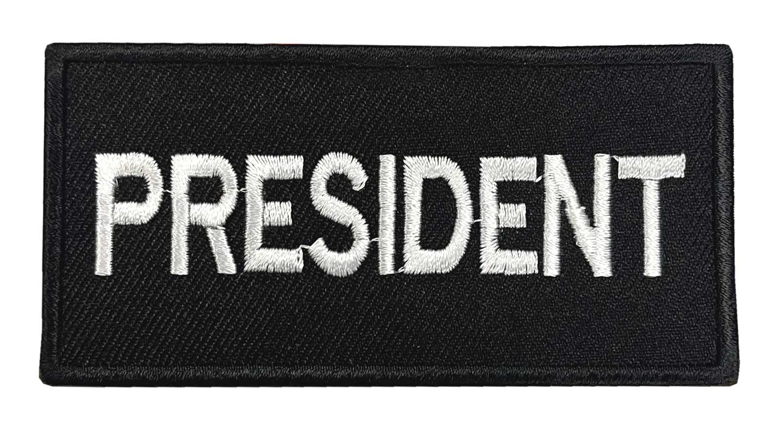Derringer President Bold Text Embroidered Patch, Black/White - Wisconsin Harley-Davidson