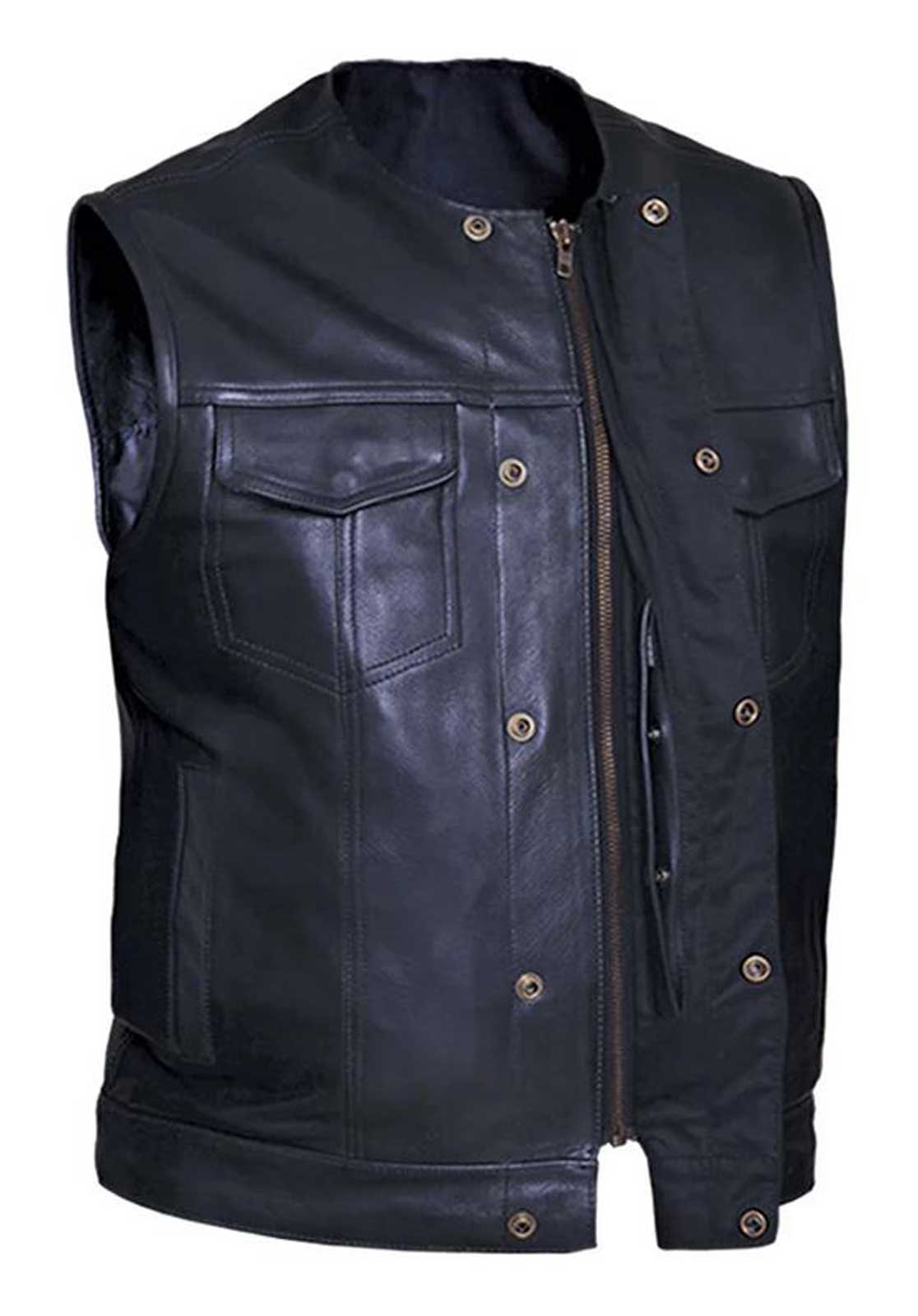 Harley-Davidson Free Shipping - Derringer Men's Runner Premium Motorcycle Biker Leather SOA Style Vest, Black - Free Shipping on many products plus Orders Over $99