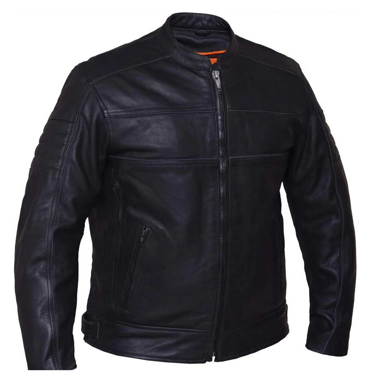 Derringer Men's Pioneer Premium Leather Motorcycle Biker Jacket, Black - Wisconsin Harley-Davidson