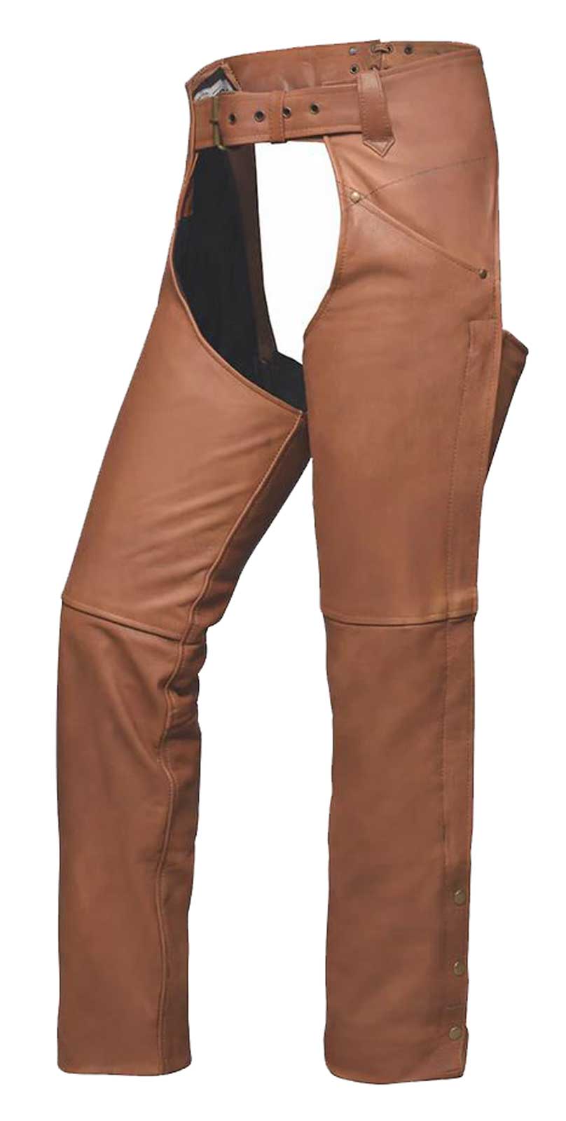 Derringer Ladies Vixen Premium Lambskin Durable Leather Chaps, Brown - Wisconsin Harley-Davidson