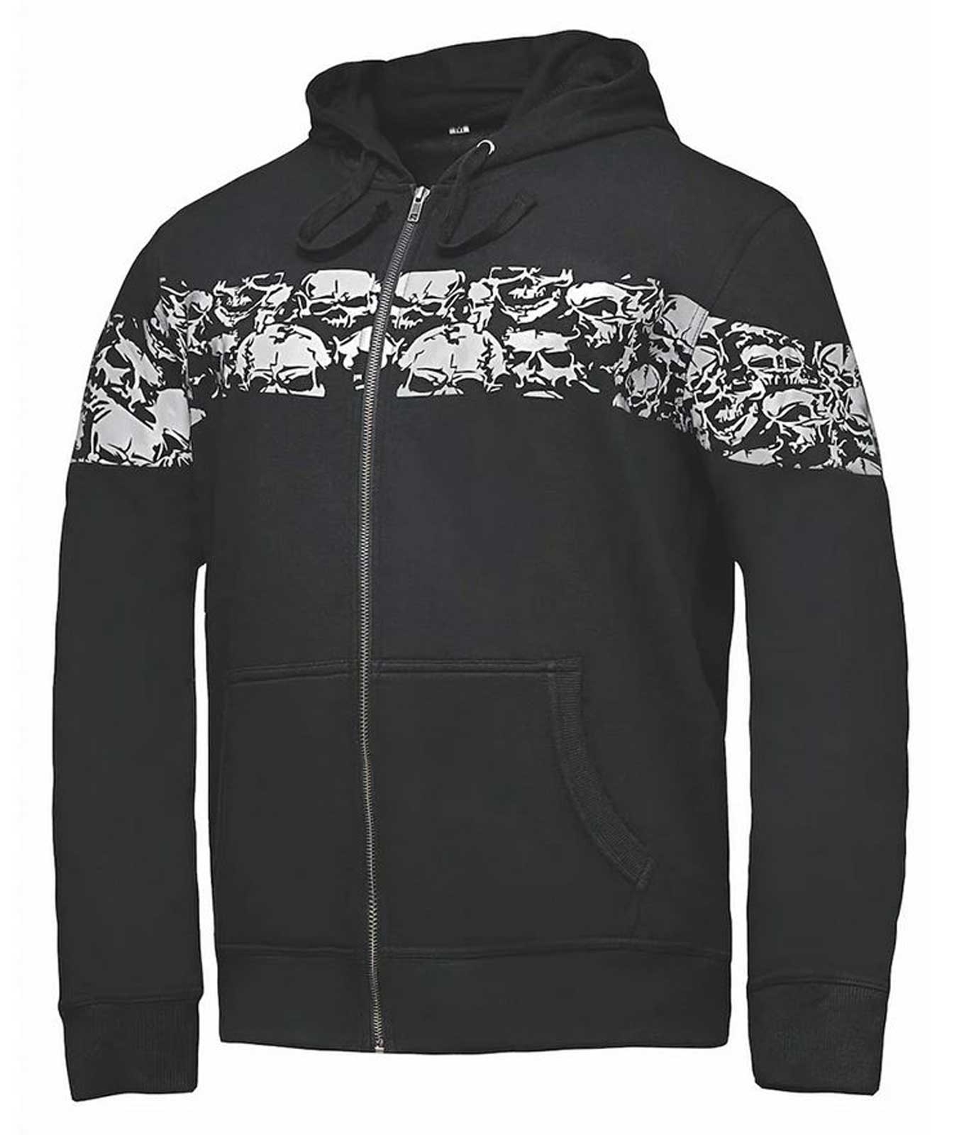 Derringer Men's Ghost Reflective Skulls Riding Hoodie Sweatshirt, Black/White - Wisconsin Harley-Davidson