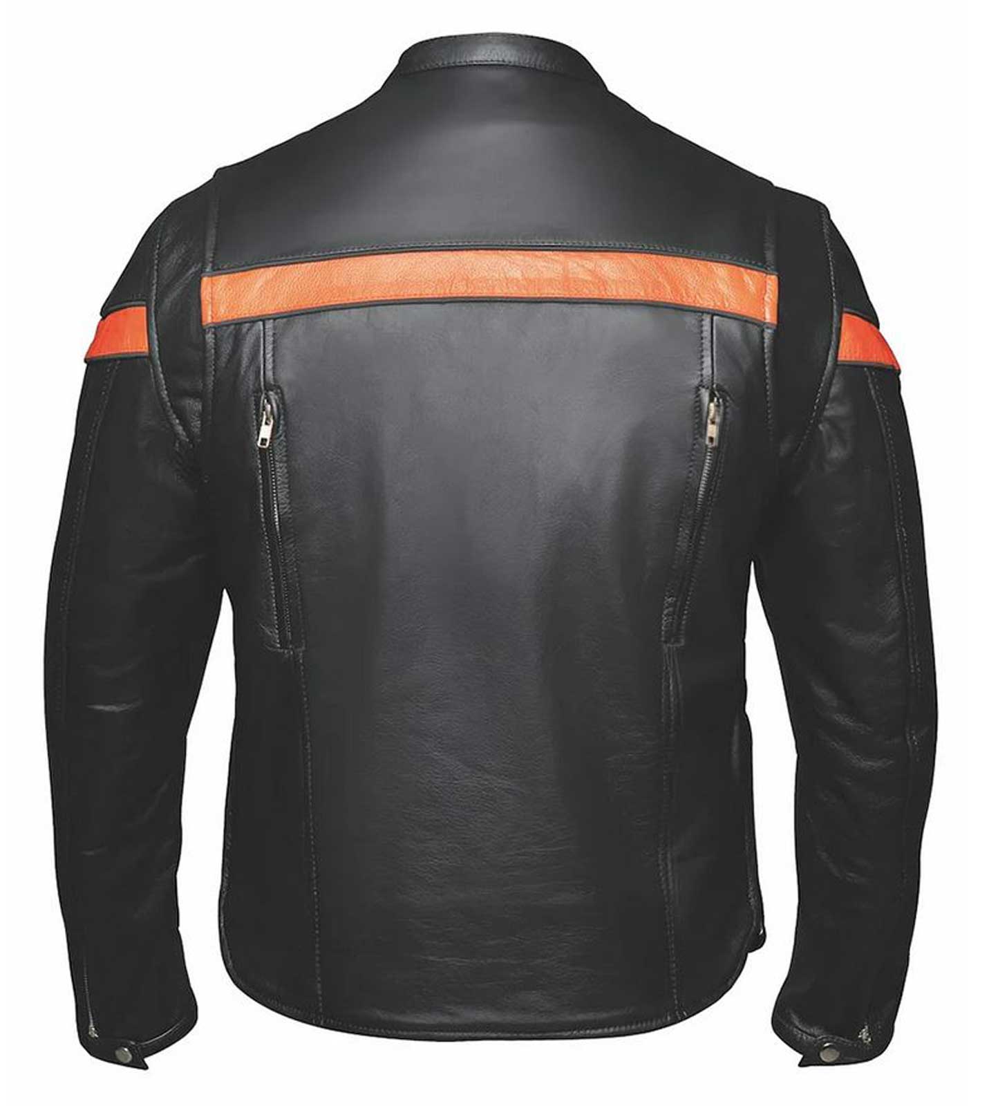 Harley-Davidson Free Shipping - Derringer Men's Blaze Premium Motorcycle Biker Leather Jacket, Black/Orange - Free Shipping on many products plus Orders Over $99