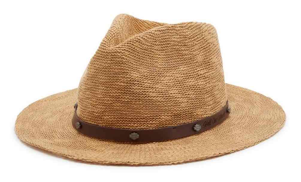 Harley-Davidson Women's Blaze Packable Straw Hat, Natural Tan 97737-25VW - Wisconsin Harley-Davidson