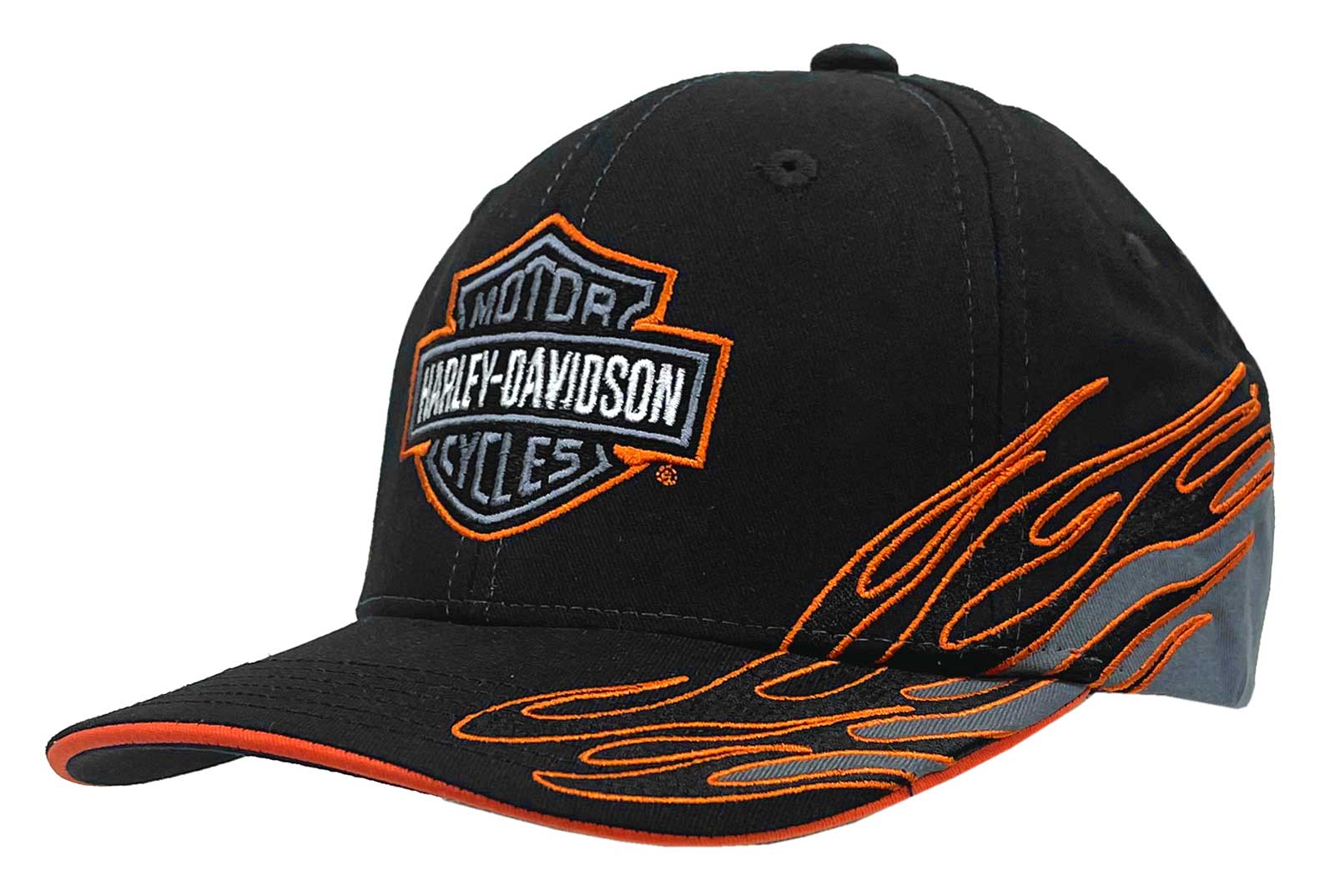 Harley-Davidson Men's Fiery Bar & Shield Logo Adjustable Baseball Cap, Black - Wisconsin Harley-Davidson