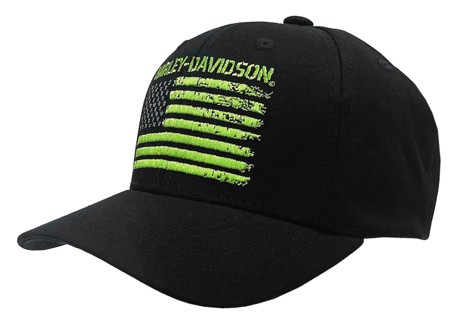Harley-Davidson Men's Neon Allegiance Flag Stretch Fit Baseball Cap, Black - Wisconsin Harley-Davidson