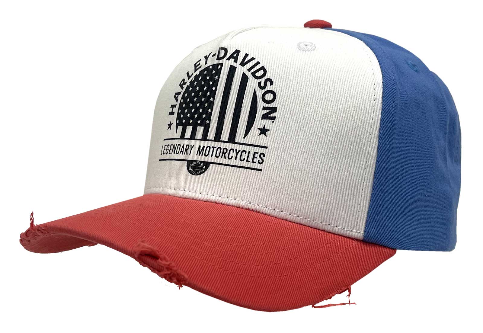 Harley-Davidson Men's Patriot Distressed Brim Adjustable Snapback Baseball Cap - Wisconsin Harley-Davidson