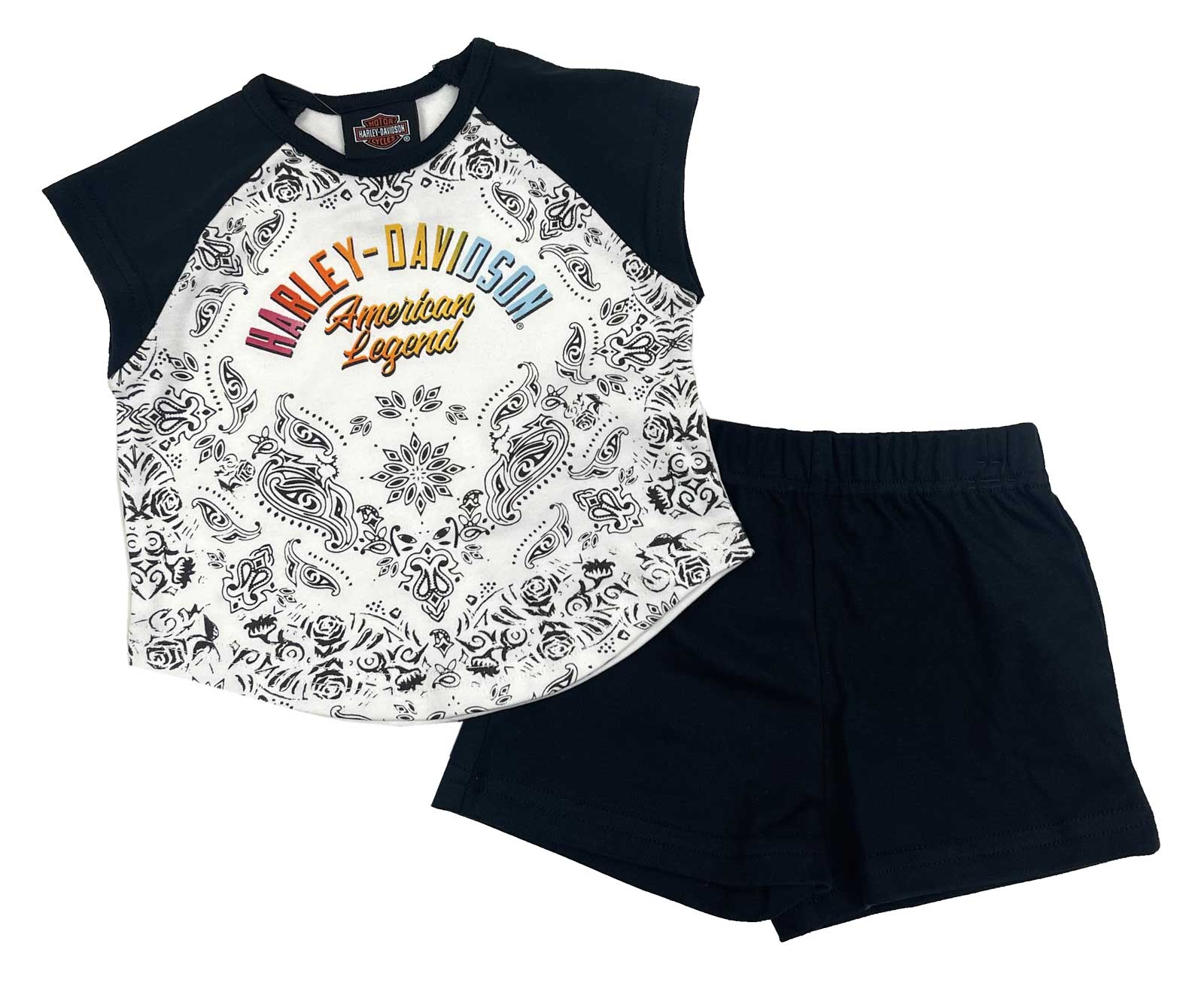 Harley-Davidson Baby Girls' 2 Piece Knit Raglan Shirt & Shorts Newborn Set - Wisconsin Harley-Davidson
