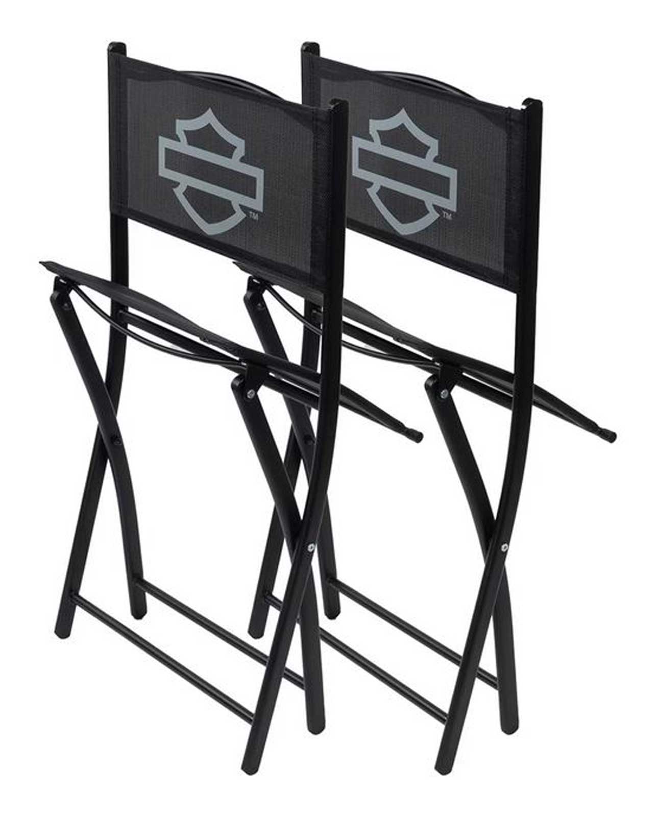 Harley-Davidson Open Bar & Shield Folding Bistro Chair Set, Black Metal - No Hassle Returns at Wisconsin Harley