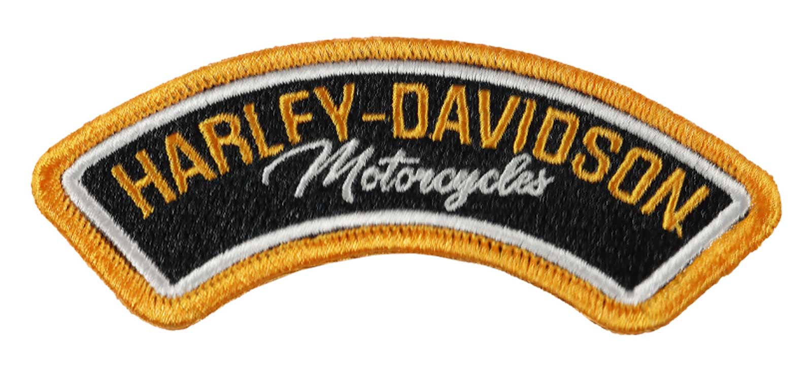 Harley-Davidson 4 in. Motorcycles Rocker Emblem Sew-On Patch, Black/Orange - Wisconsin Harley-Davidson