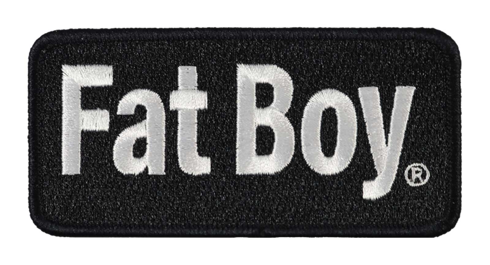 Harley-Davidson 4 in. Fat Boy Embroidered Emblem Sew-On Patch, Black/White - Wisconsin Harley-Davidson