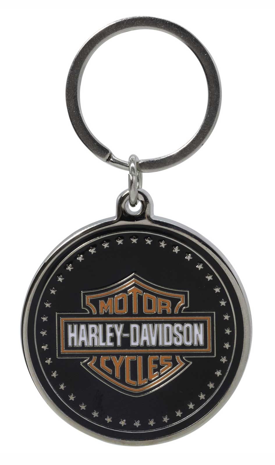 Harley-Davidson Coin-Style Bar & Shield Logo Key Chain, Black/Orange - Wisconsin Harley-Davidson