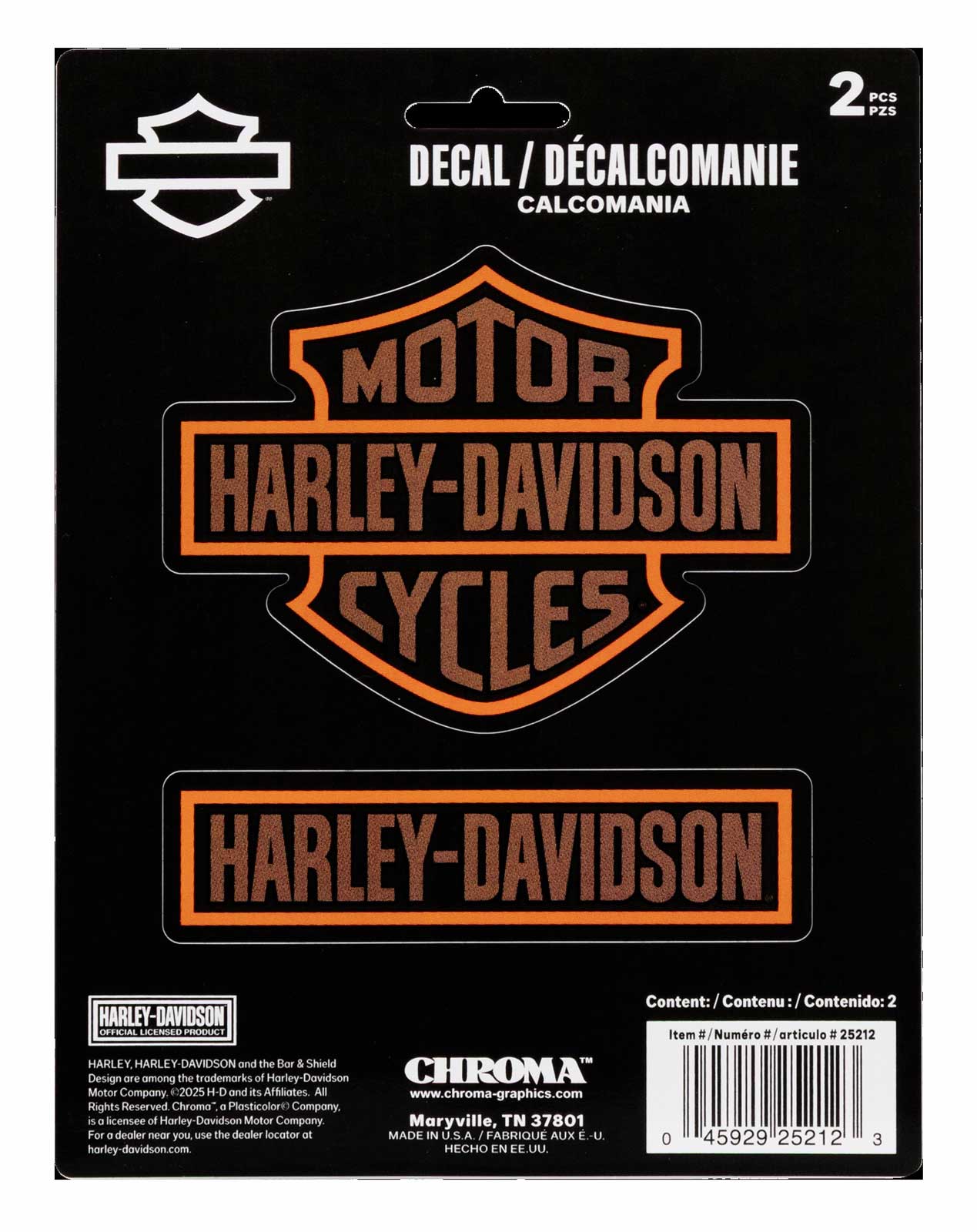 Harley-Davidson 2-Piece Bar & Shield Text Logo Vinyl Decal - 6 x 8 in. - Wisconsin Harley-Davidson
