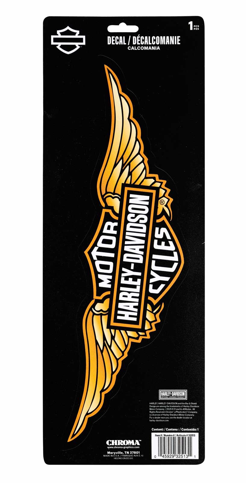 Harley-Davidson Bar & Shield Wings Logo Vinyl Decal - 6 x 16 in. - Wisconsin Harley-Davidson