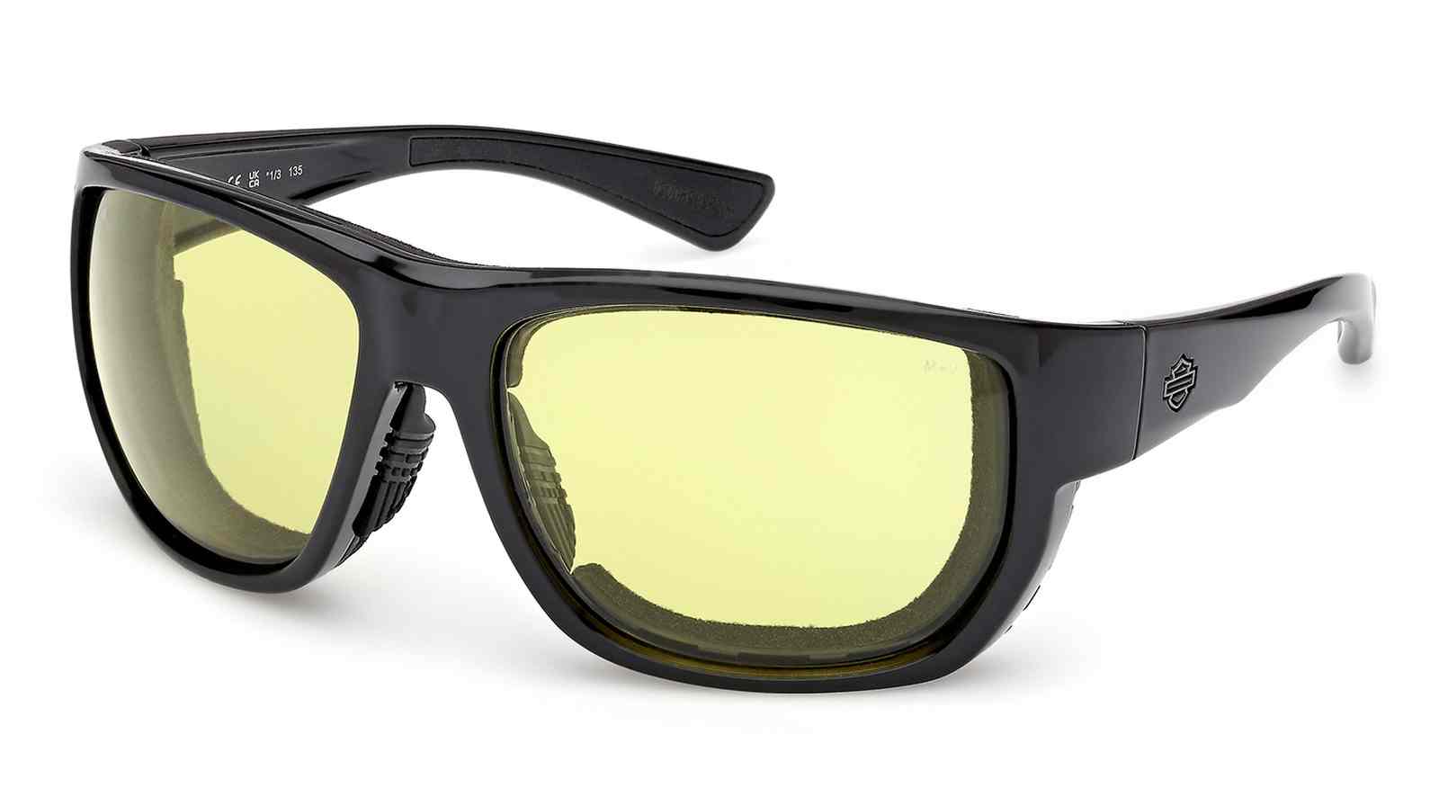 Harley-Davidson Men's Metal Bound Yellow Light-Adjusting Sunglasses, Shiny Black - Wisconsin Harley-Davidson