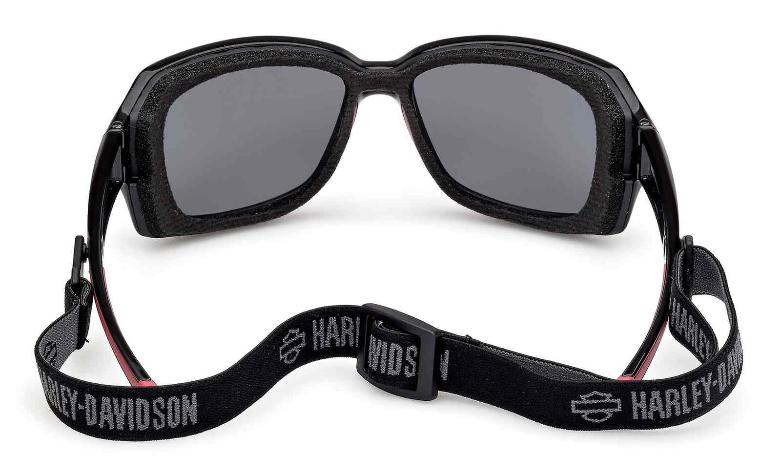 Harley-Davidson Womens Fire Bird Blue Mirror Sunglasses w/Headstrap, Shiny Black - No Hassle Returns at Wisconsin Harley