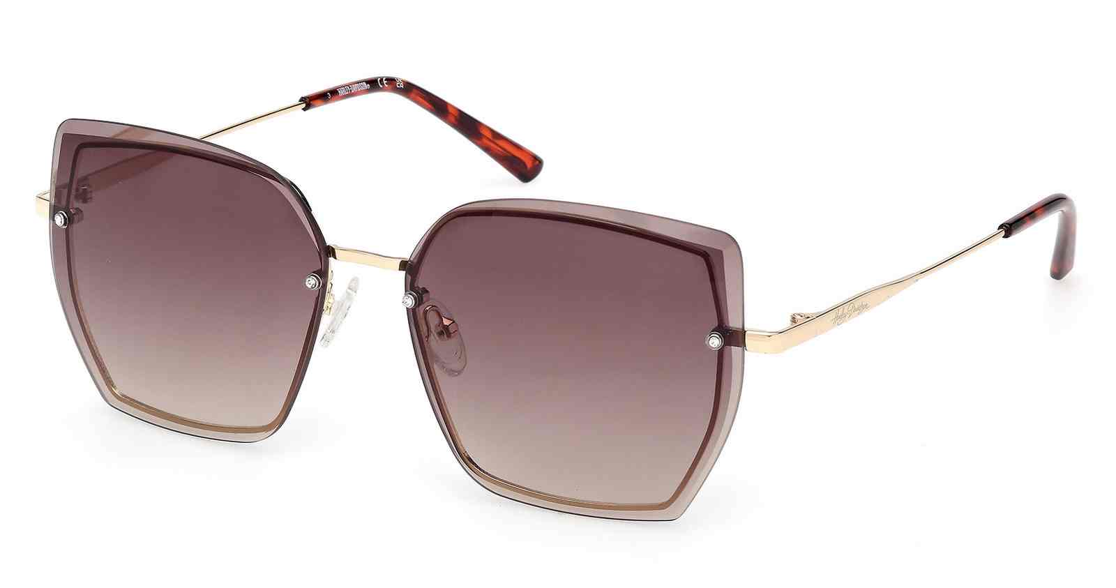 Harley-Davidson Womens Geometric Shape Sunglasses, Rose Gold Frame/Gradient Lens - Wisconsin Harley-Davidson