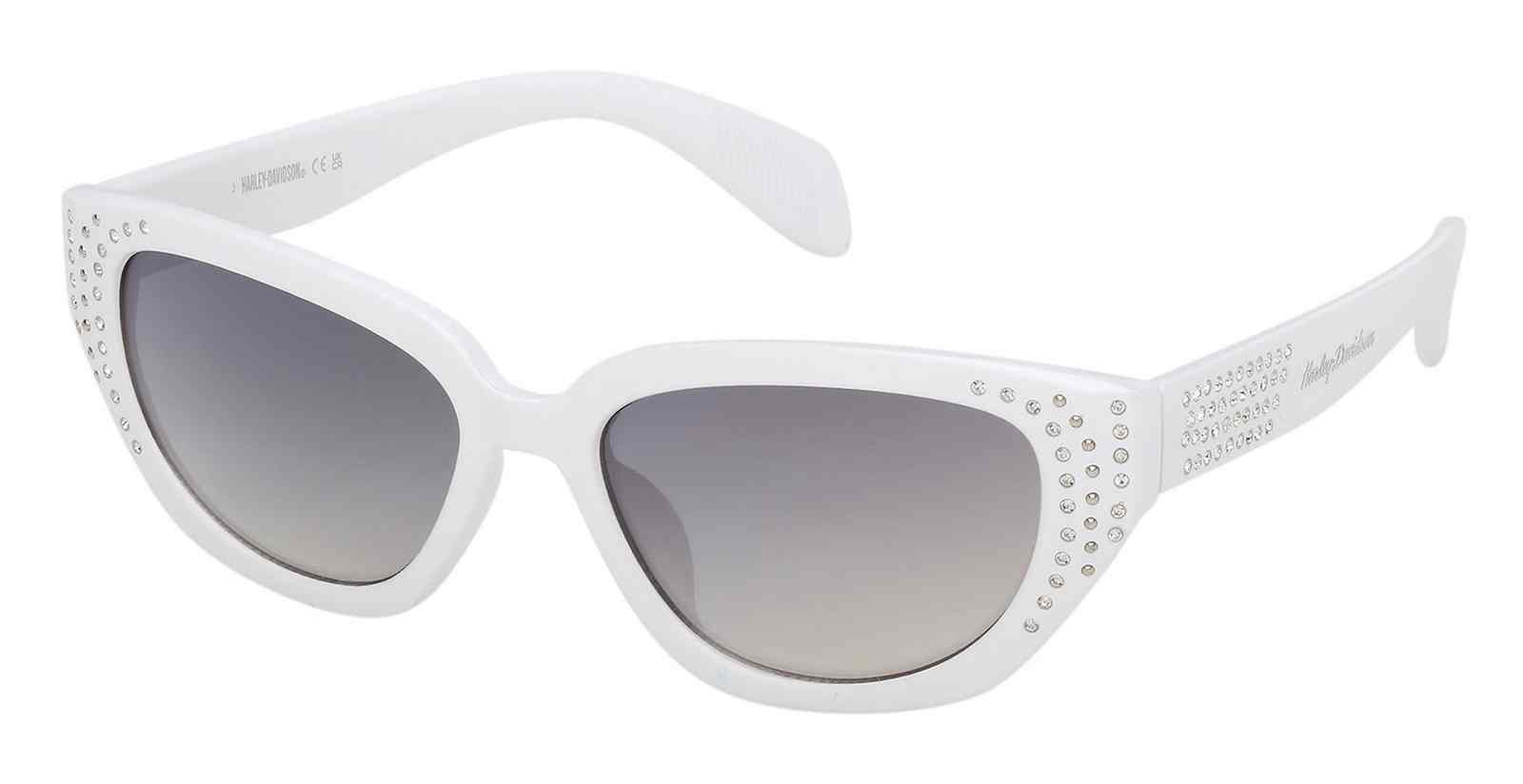 Harley-Davidson Women's Cat Eye Sunglasses, White Frame/Green Gradient Lens - Wisconsin Harley-Davidson