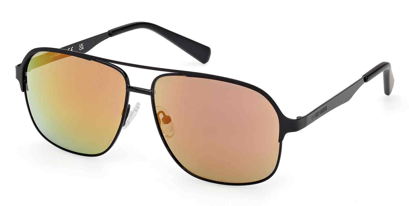 Harley-Davidson Women's Geometric Fashion Sunglasses, Black Frame/Orange Lens - Wisconsin Harley-Davidson