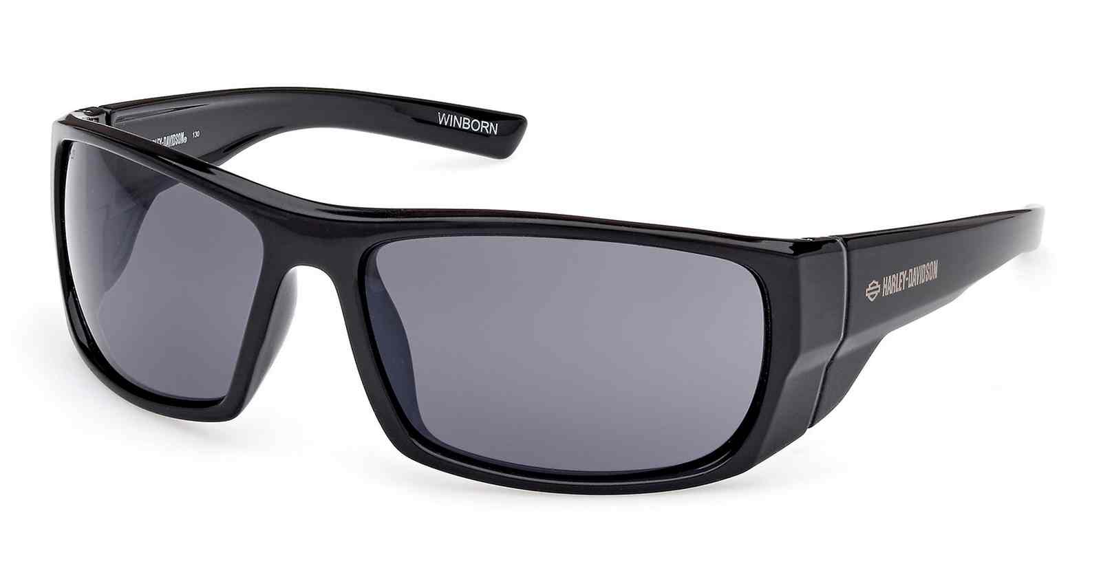 Harley-Davidson Men's Winborn Smoke Lens Sport Sunglasses, Shiny Black Frame - Wisconsin Harley-Davidson