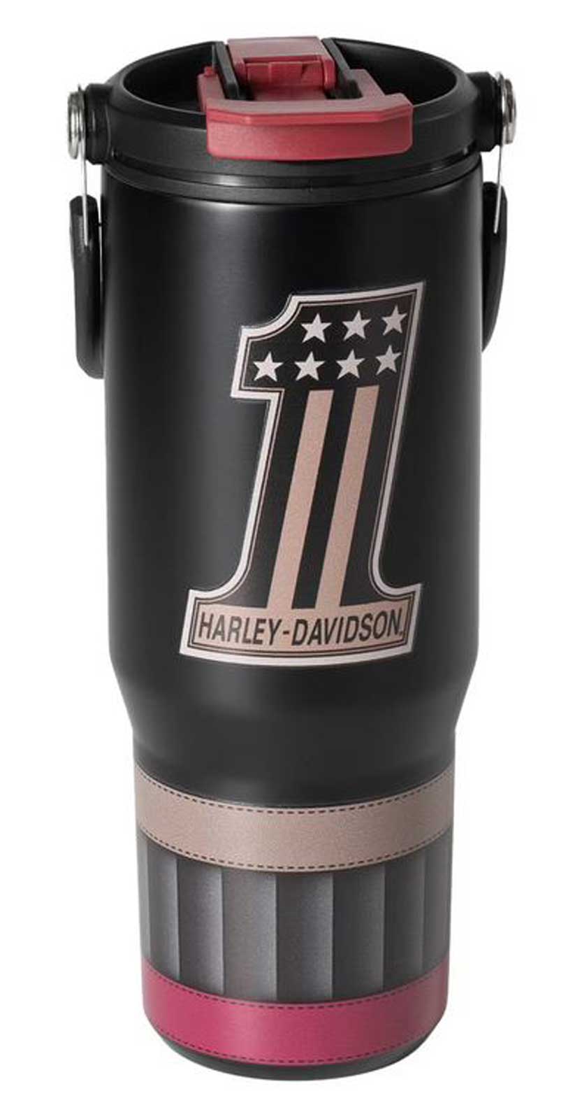 Harley-Davidson Vintage #1 Travel Mug w/ Pop-Up Straw, Matte Stainless Steel - Wisconsin Harley-Davidson