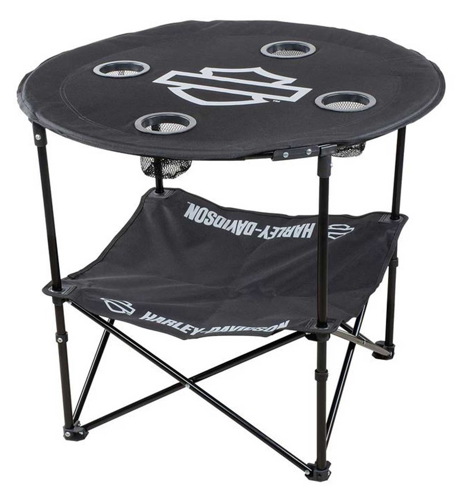 Harley-Davidson Open Bar & Shield Folding Table w/ Storage Bag, Black - Wisconsin Harley-Davidson