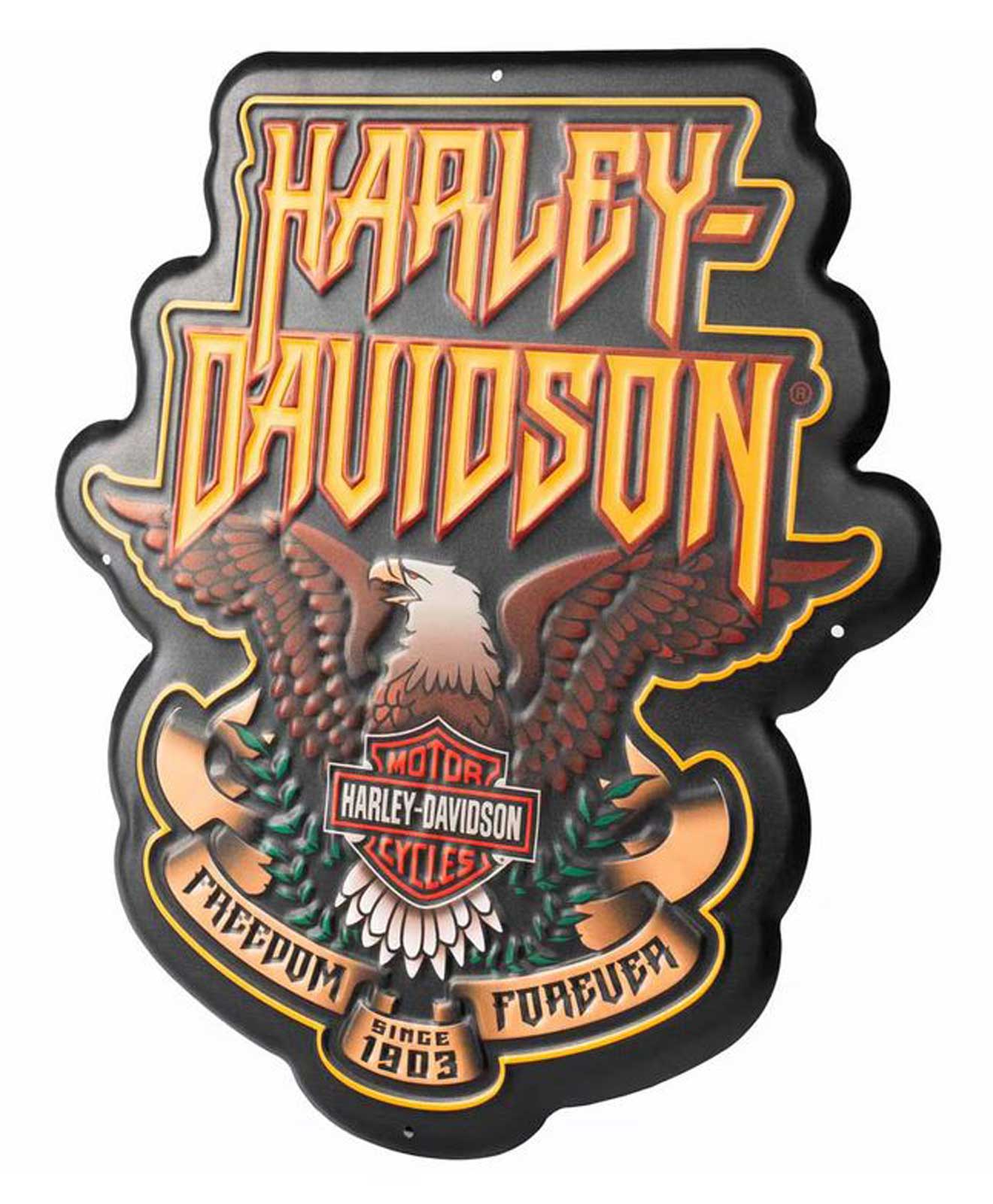 Harley-Davidson Free Shipping - Harley-Davidson Embossed Hard Rock Eagle Metal Sign, Custom Shaped - Black - Free Shipping on many products plus Orders Over $99