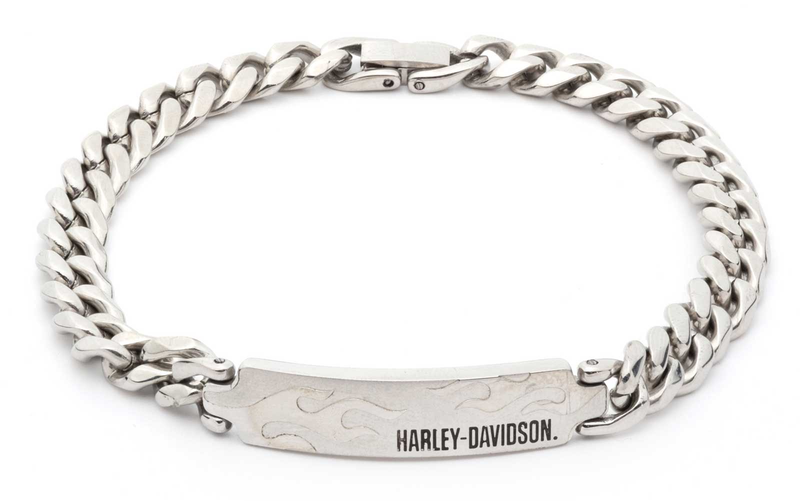 Harley-Davidson Men's 9 in. H-D Etched Flame Flex Bracelet, Stainless Steel - Wisconsin Harley-Davidson