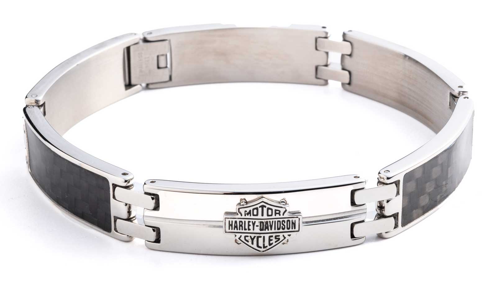 Harley-Davidson Men's 9 in. Stamped Bar & Shield Bracelet, Stainless Steel - Wisconsin Harley-Davidson