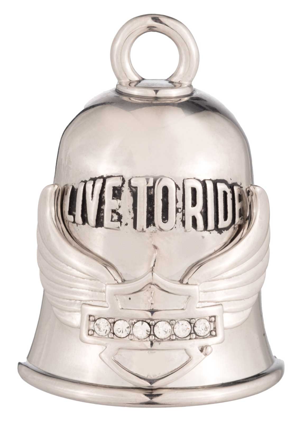 Harley-Davidson Bling Bar & Shield Winged Logo Ride Bell, Silver Finish - Wisconsin Harley-Davidson