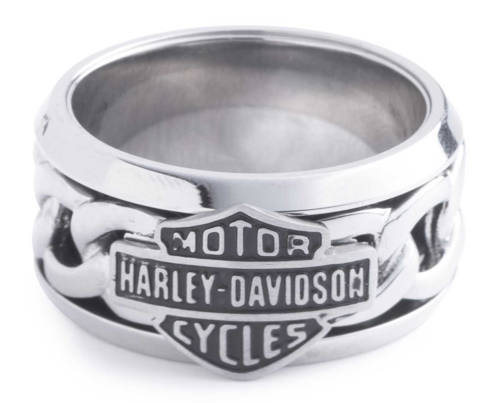 Harley-Davidson Men's Bar & Shield Logo Faux Chain Ring, Stainless Steel - Wisconsin Harley-Davidson