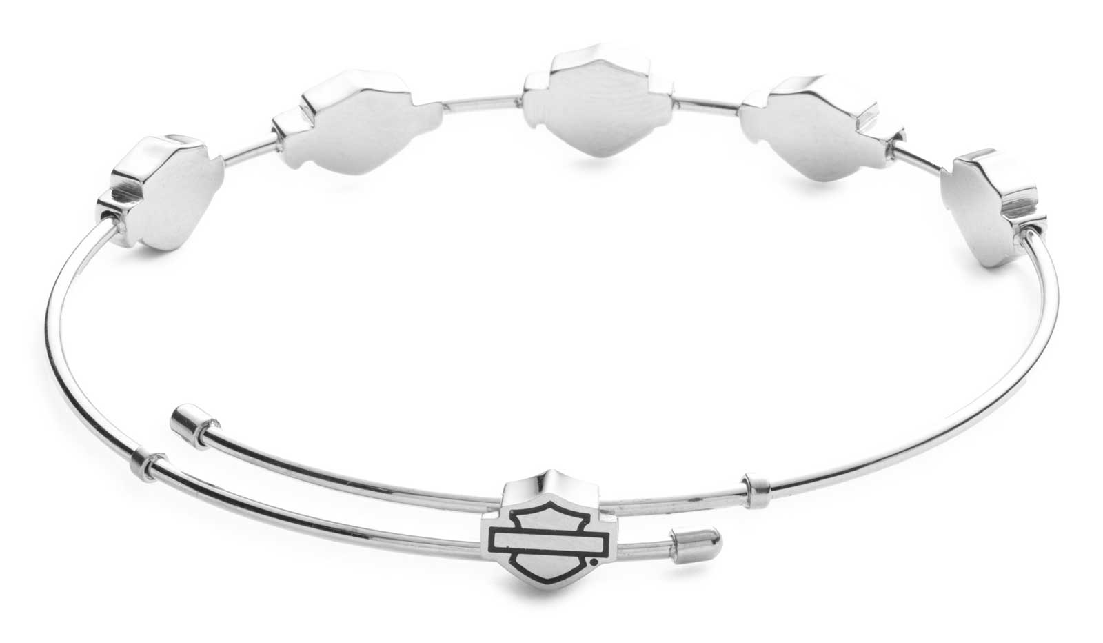Harley-Davidson Free Shipping - Harley-Davidson Women's Bar & Shield Contrast Adjustable Bangle Bracelet, Silver - Free Shipping on many products plus Orders Over $99