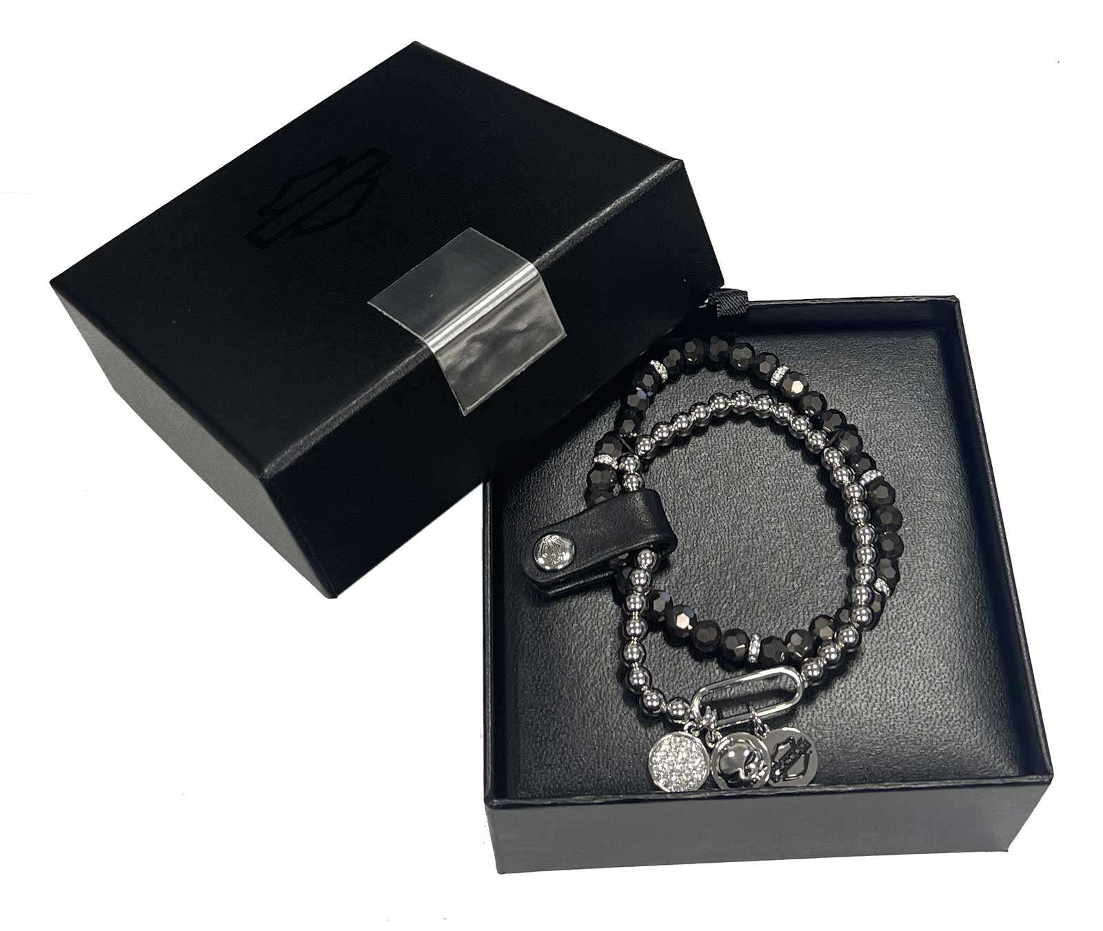 ♦︎Harley-Davidson ロゴ ブレスレット Harley-Davidson® Women's Set of Two Crystal Charm Logos Stretch