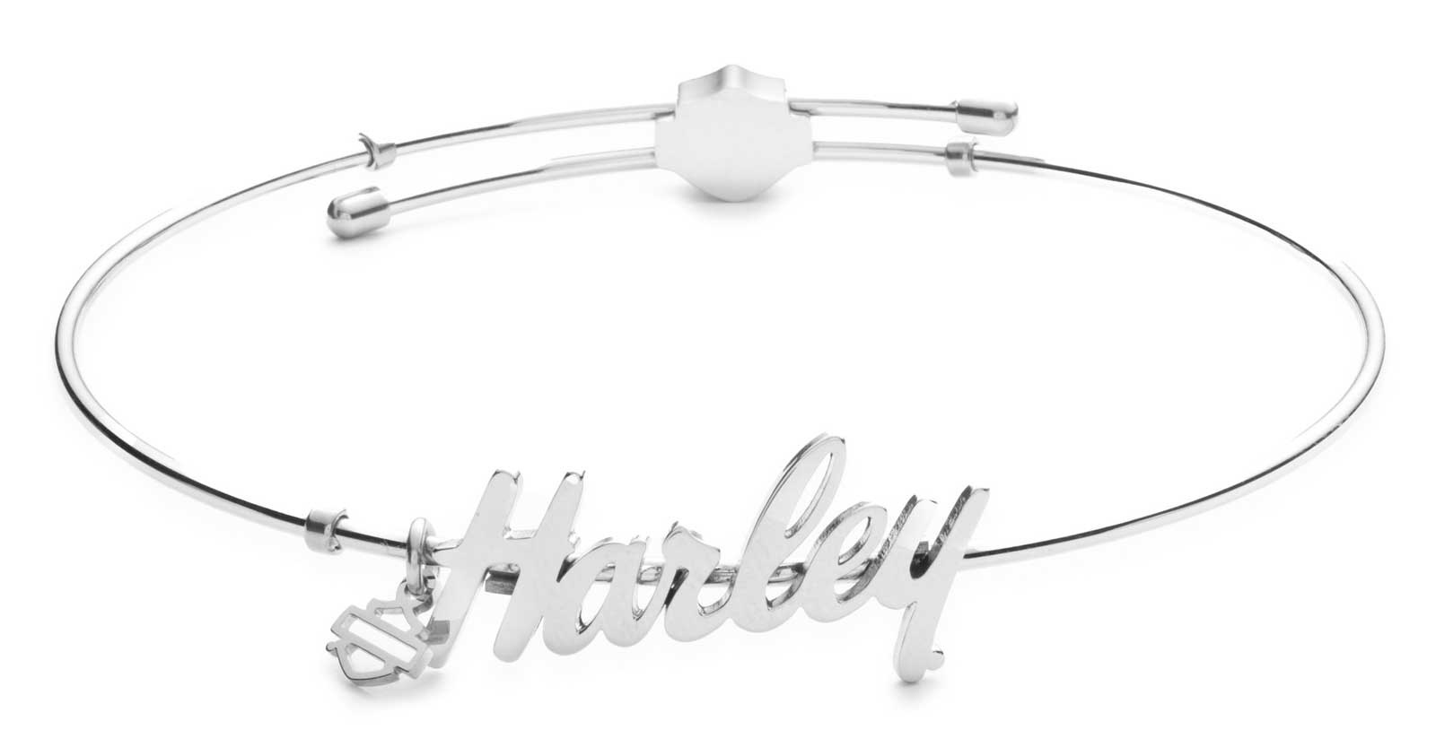 Harley-Davidson Women's Harley Script Adjustable Bangle Bracelet, Silver - Wisconsin Harley-Davidson
