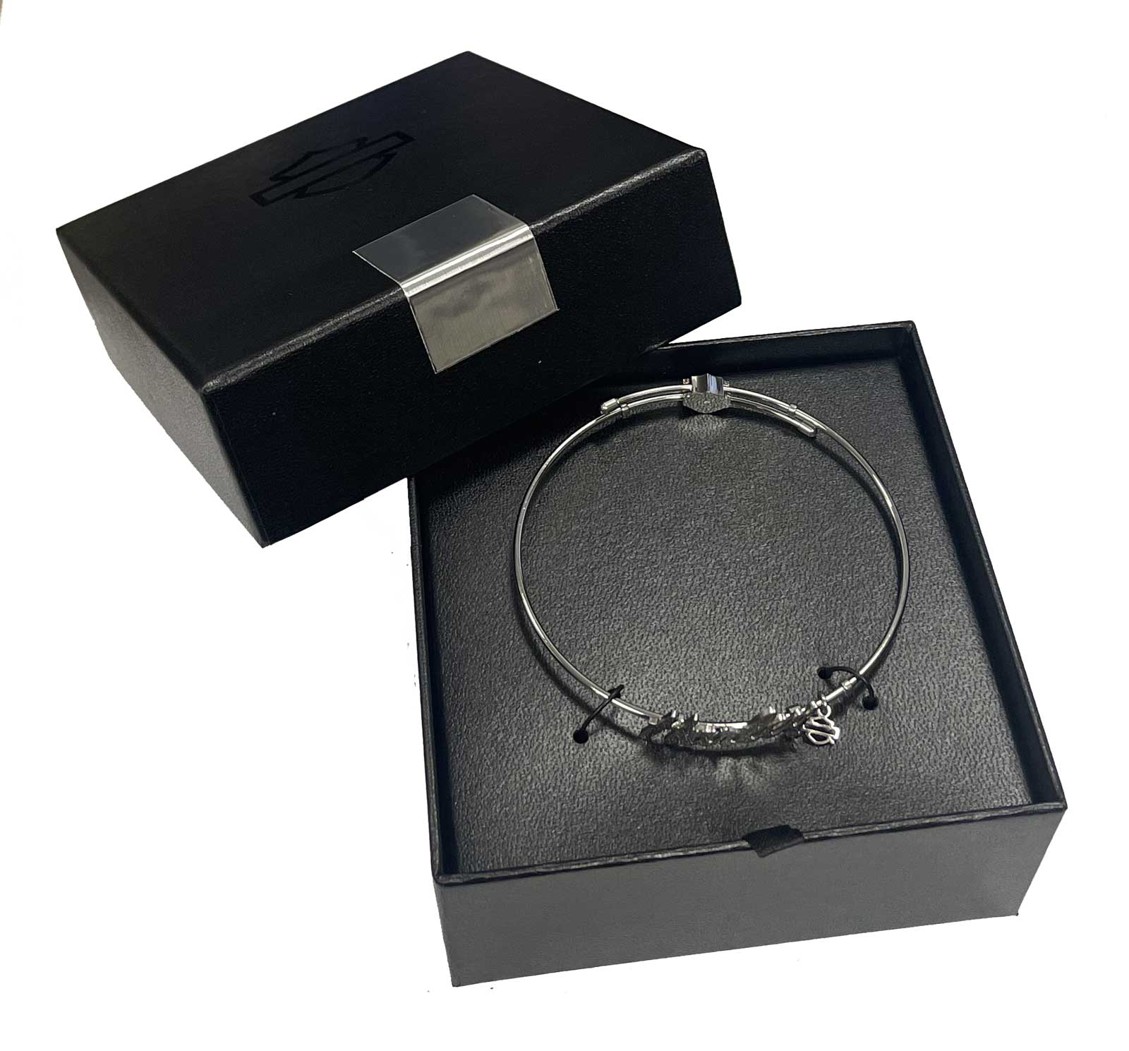 Harley-Davidson Women's Harley Script Adjustable Bangle Bracelet, Silver - No Hassle Returns at Wisconsin Harley