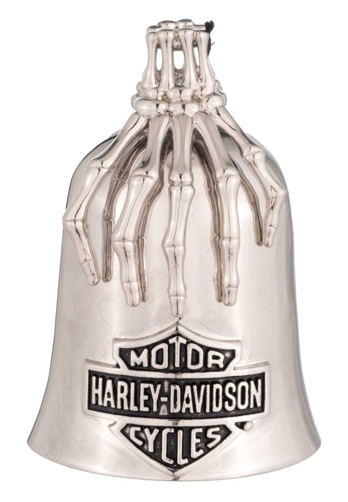 Harley-Davidson Skeleton Hand Bar & Shield Logo Ride Bell, Silver Finish - Wisconsin Harley-Davidson