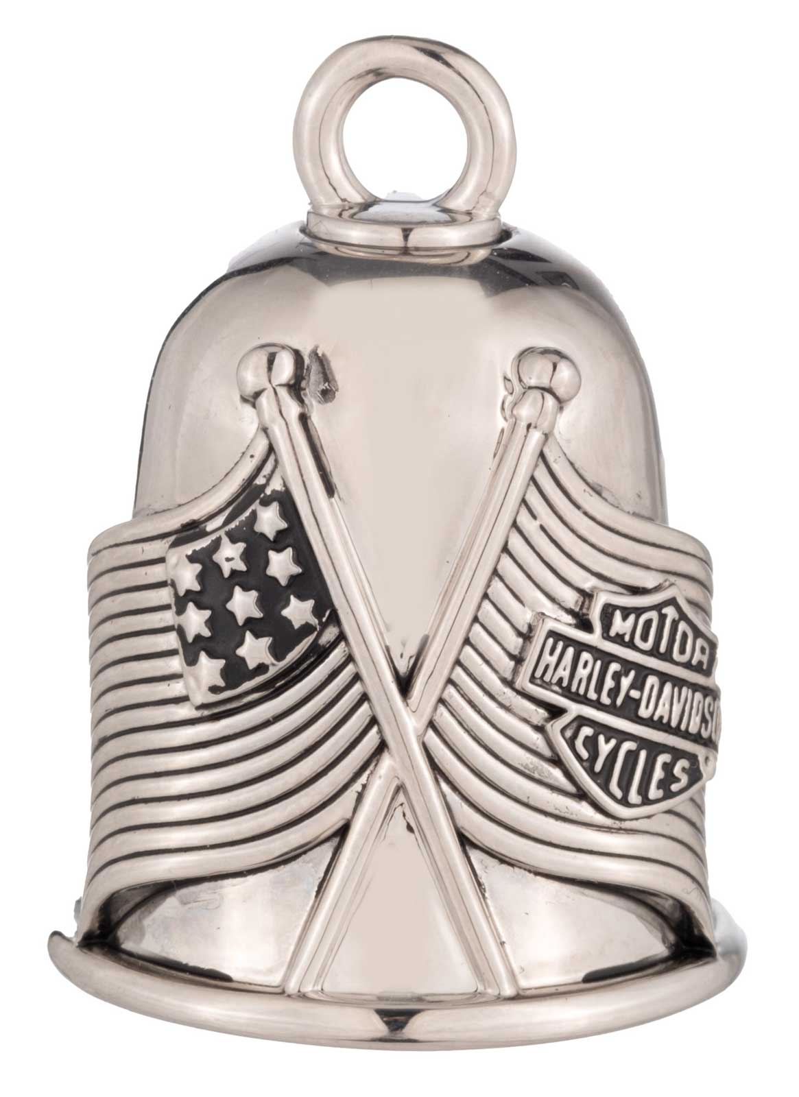 Harley-Davidson USA Bar & Shield Logo Flags Ride Bell, Silver Finish - Wisconsin Harley-Davidson
