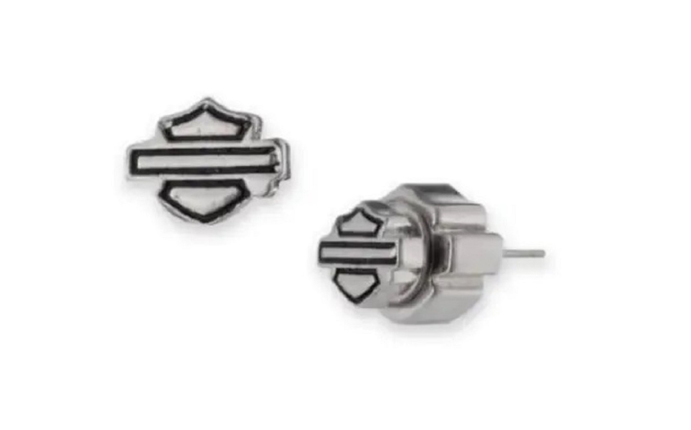 Harley-Davidson Women's 6mm Bar & Shield Logo Stud Earrings, Stainless Steel - Wisconsin Harley-Davidson