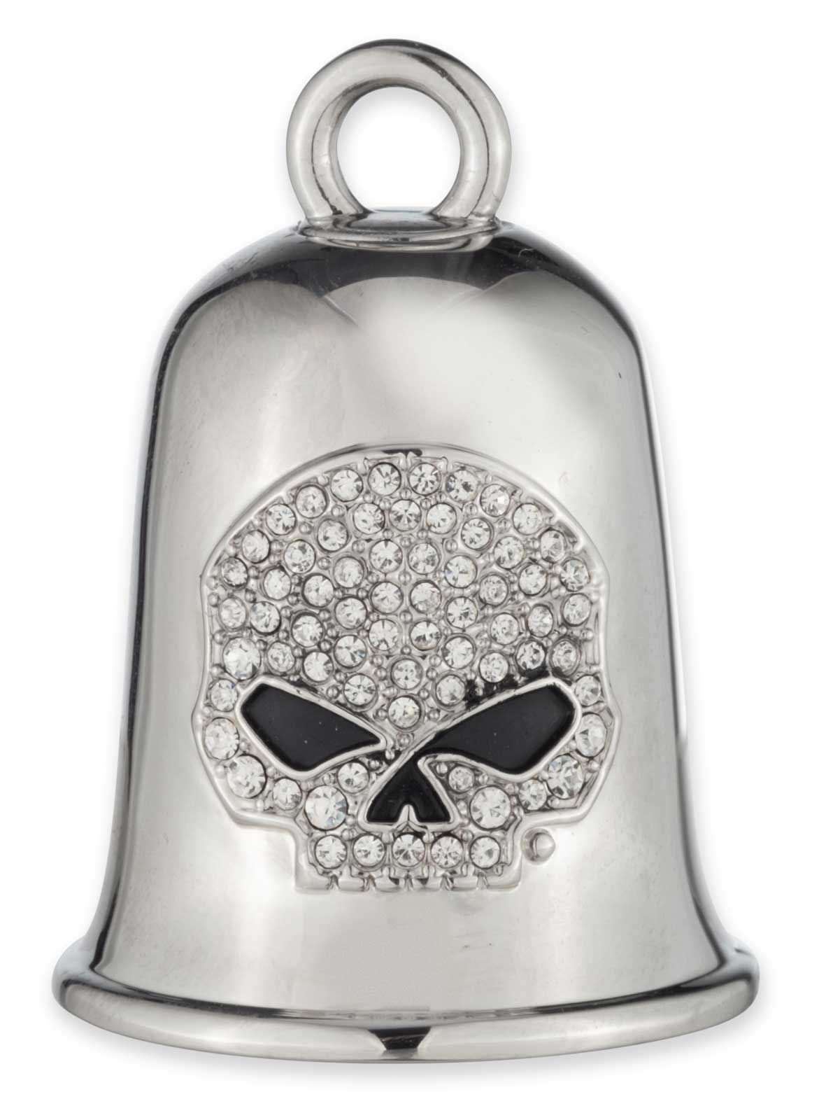 Harley-Davidson Bling Willie G Skull Logo Motorcycle Ride Bell, Silver Finish - Wisconsin Harley-Davidson