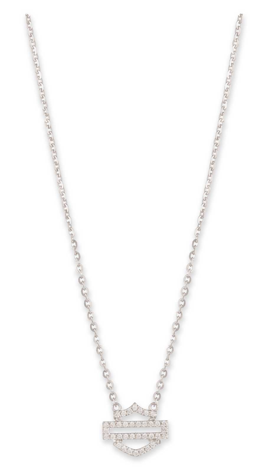 Harley-Davidson Women's 16 in. Crystal Open Bar & Shield Logo Chain Necklace - Wisconsin Harley-Davidson